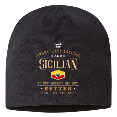 Sicily Flag Souvenirs For Sicilians Sustainable Beanie