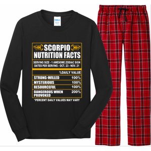 Scorpio Funny Scorpio Nutrition Facts Cute Gift Long Sleeve Pajama Set