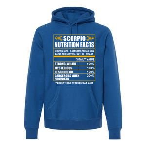 Scorpio Funny Scorpio Nutrition Facts Cute Gift Premium Hoodie