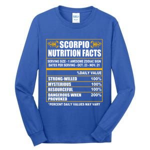 Scorpio Funny Scorpio Nutrition Facts Cute Gift Tall Long Sleeve T-Shirt