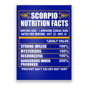 Scorpio Funny Scorpio Nutrition Facts Cute Gift Poster