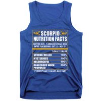 Scorpio Funny Scorpio Nutrition Facts Cute Gift Tank Top