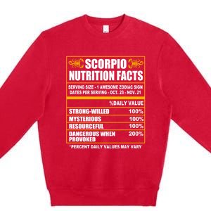 Scorpio Funny Scorpio Nutrition Facts Cute Gift Premium Crewneck Sweatshirt