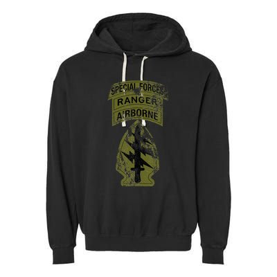 Special Forces Sf Ranger Tab Od Green Vintage Garment-Dyed Fleece Hoodie