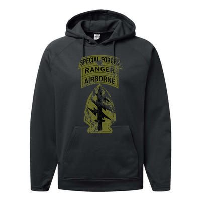 Special Forces Sf Ranger Tab Od Green Vintage Performance Fleece Hoodie