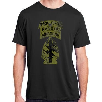 Special Forces Sf Ranger Tab Od Green Vintage Adult ChromaSoft Performance T-Shirt