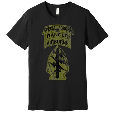 Special Forces Sf Ranger Tab Od Green Vintage Premium T-Shirt