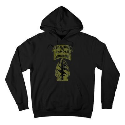 Special Forces Sf Ranger Tab Od Green Vintage Tall Hoodie