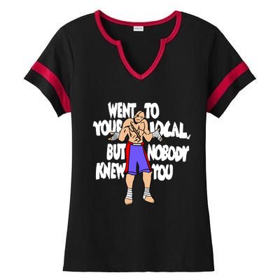 Street Fighter Sagat Went To Your Local But Nobody Knew You Ladies Halftime Notch Neck Tee