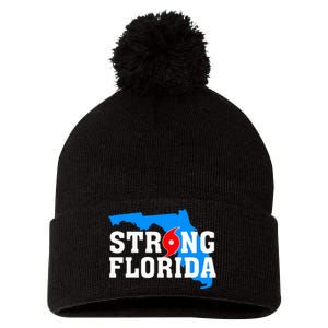 Strong Florida Support Map Pom Pom 12in Knit Beanie