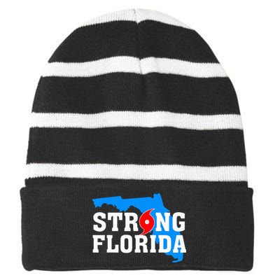 Strong Florida Support Map Striped Beanie with Solid Band