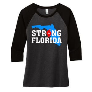 Strong Florida Support Map Women's Tri-Blend 3/4-Sleeve Raglan Shirt