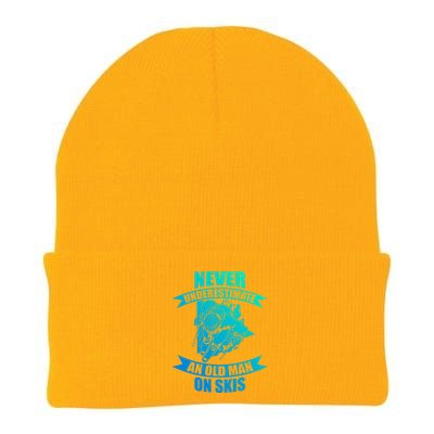 Skiing Funny Skier Never Underestimate An Old On Skis Cool Gift Knit Cap Winter Beanie