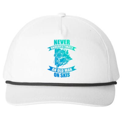 Skiing Funny Skier Never Underestimate An Old On Skis Cool Gift Snapback Five-Panel Rope Hat