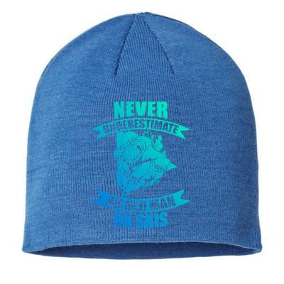 Skiing Funny Skier Never Underestimate An Old On Skis Cool Gift Sustainable Beanie