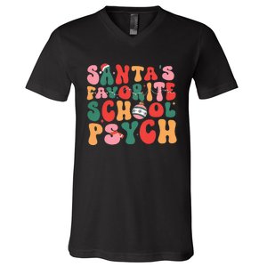 SantaS Favorite School Psych Christmas Psychologist V-Neck T-Shirt