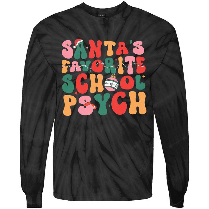 SantaS Favorite School Psych Christmas Psychologist Tie-Dye Long Sleeve Shirt