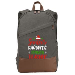 SantaS Favorite Spanish Teacher Funny Christmas Funny Gift Cotton Canvas Backpack