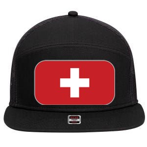 Switzerland Flag Soccer Team World Cup 2022 Swiss Flag 7 Panel Mesh Trucker Snapback Hat