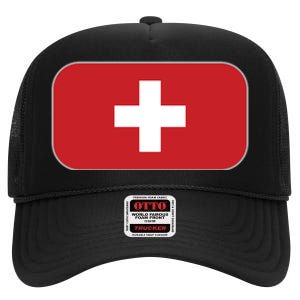 Switzerland Flag Soccer Team World Cup 2022 Swiss Flag High Crown Mesh Back Trucker Hat