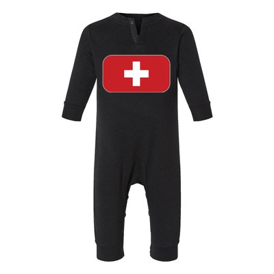 Switzerland Flag Soccer Team World Cup 2022 Swiss Flag Infant Fleece One Piece