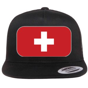 Switzerland Flag Soccer Team World Cup 2022 Swiss Flag Flat Bill Trucker Hat