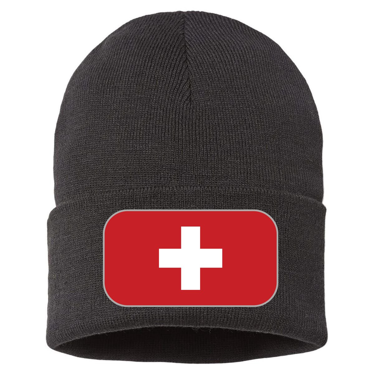 Switzerland Flag Soccer Team World Cup 2022 Swiss Flag Sustainable Knit Beanie