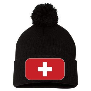 Switzerland Flag Soccer Team World Cup 2022 Swiss Flag Pom Pom 12in Knit Beanie