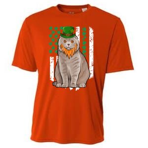 Scottish Fold St Patricks Day Irish American Flag Gift Cooling Performance Crew T-Shirt