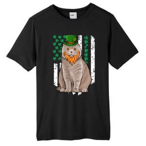 Scottish Fold St Patricks Day Irish American Flag Gift Tall Fusion ChromaSoft Performance T-Shirt