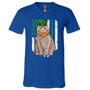 Scottish Fold St Patricks Day Irish American Flag Gift V-Neck T-Shirt