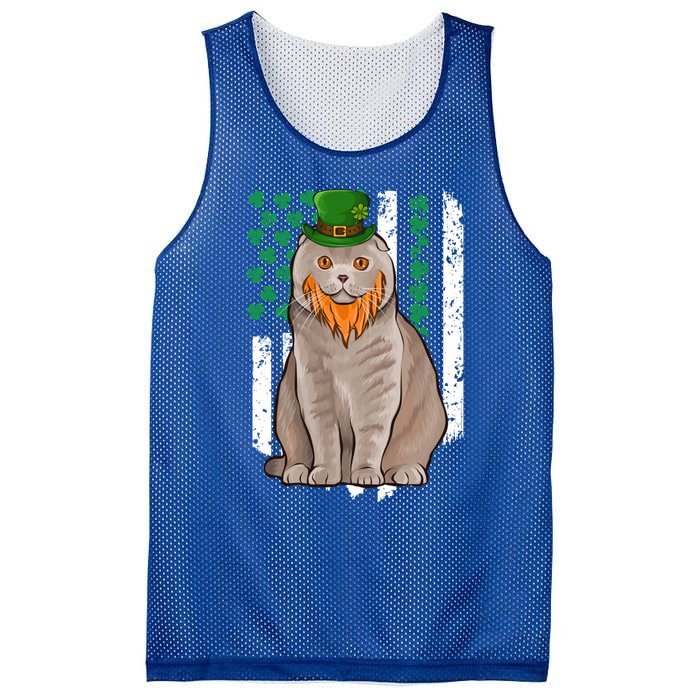 Scottish Fold St Patricks Day Irish American Flag Gift Mesh Reversible Basketball Jersey Tank