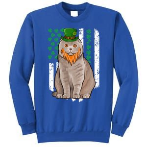 Scottish Fold St Patricks Day Irish American Flag Gift Tall Sweatshirt