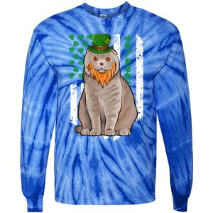 Scottish Fold St Patricks Day Irish American Flag Gift Tie-Dye Long Sleeve Shirt