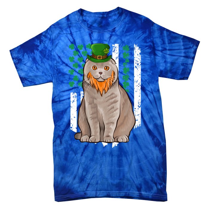 Scottish Fold St Patricks Day Irish American Flag Gift Tie-Dye T-Shirt