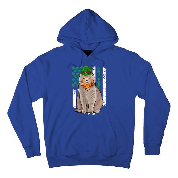 Scottish Fold St Patricks Day Irish American Flag Gift Tall Hoodie