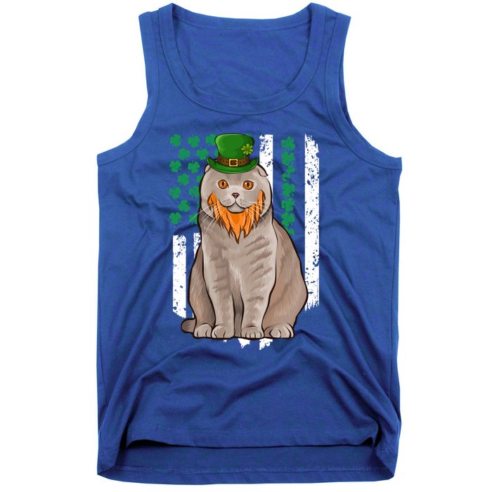 Scottish Fold St Patricks Day Irish American Flag Gift Tank Top