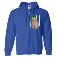 Scottish Fold St Patricks Day Irish American Flag Gift Full Zip Hoodie