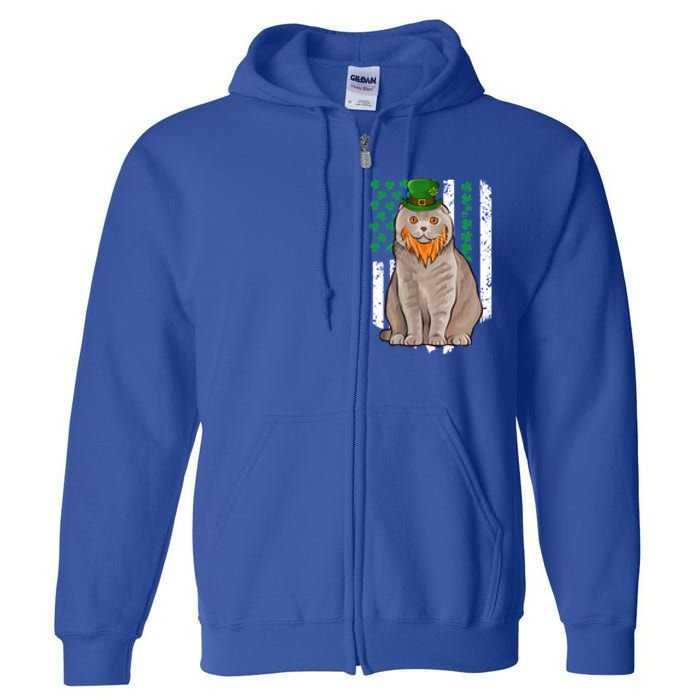 Scottish Fold St Patricks Day Irish American Flag Gift Full Zip Hoodie