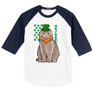 Scottish Fold St Patricks Day Irish American Flag Gift Baseball Sleeve Shirt