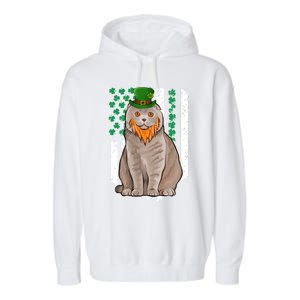 Scottish Fold St Patricks Day Irish American Flag Gift Garment-Dyed Fleece Hoodie