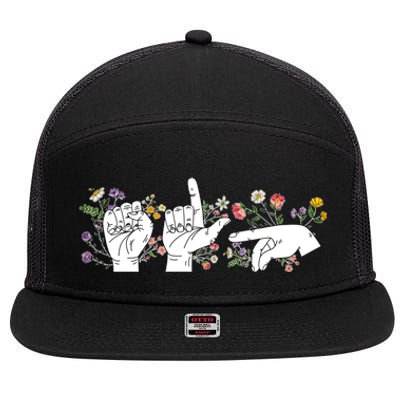 Slp Flower Speech Language Therapist Gift 7 Panel Mesh Trucker Snapback Hat