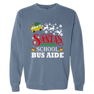 SantaS Favorite School Bus Aide Christmas Pajama Cool Gift Garment-Dyed Sweatshirt