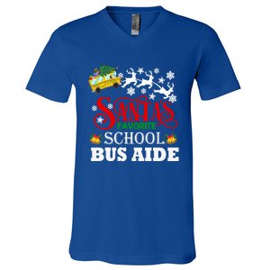 SantaS Favorite School Bus Aide Christmas Pajama Cool Gift V-Neck T-Shirt