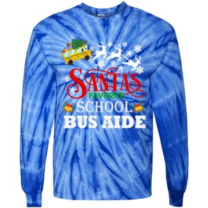 SantaS Favorite School Bus Aide Christmas Pajama Cool Gift Tie-Dye Long Sleeve Shirt