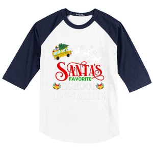 SantaS Favorite School Bus Aide Christmas Pajama Cool Gift Baseball Sleeve Shirt