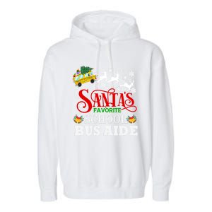 SantaS Favorite School Bus Aide Christmas Pajama Cool Gift Garment-Dyed Fleece Hoodie