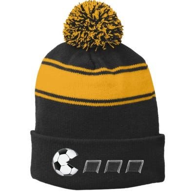 Soccer For Soccer Goals Soccer Stripe Pom Pom Beanie