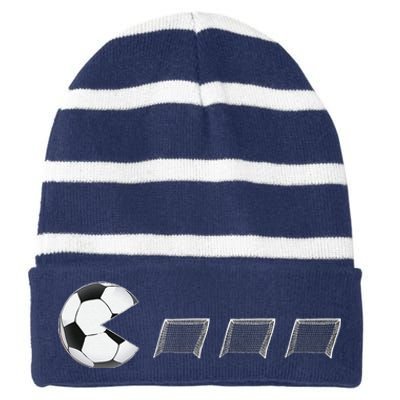 Soccer For Soccer Goals Soccer Striped Beanie with Solid Band