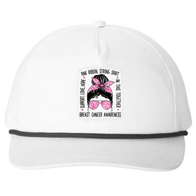 Support Fighter Survivor Warrior Breast Cancer Awareness Snapback Five-Panel Rope Hat